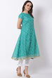 Green Art Silk A-Line Kurta image number 3