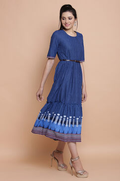 Indigo Cotton Flex Tired Dress image number 4