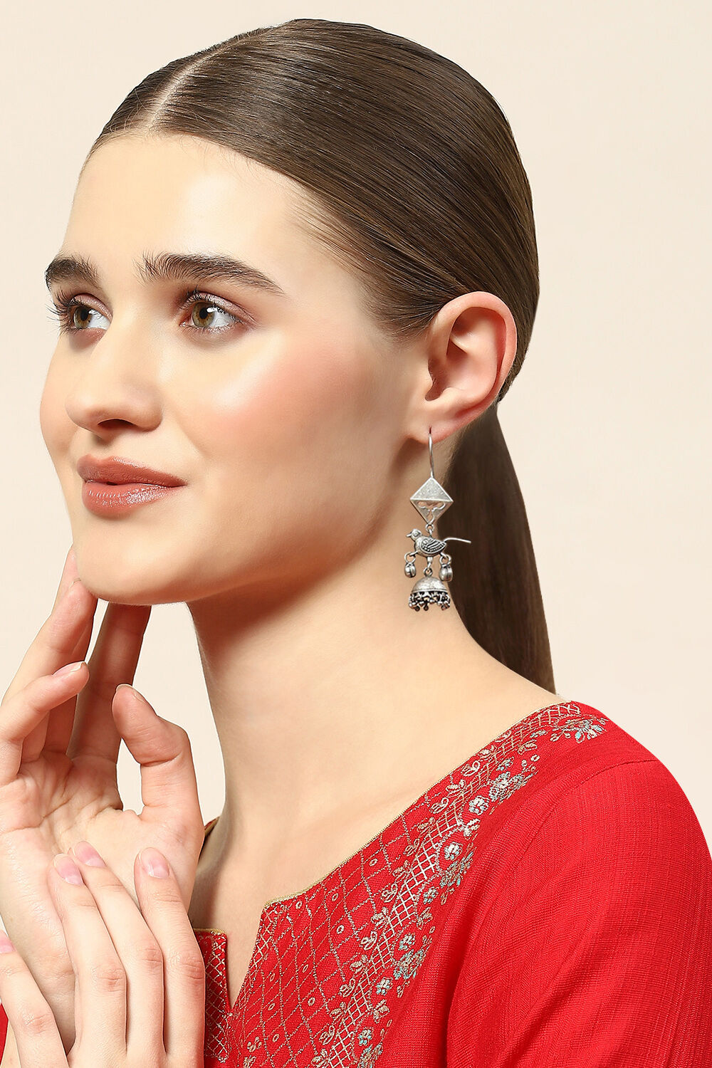 Oxidised Brass Earrings image number 1