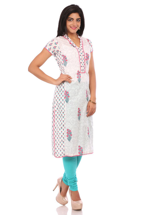 White Cotton Straight Kurta image number 2