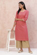 Magenta Cambric Cotton Straight Kurta image number 0