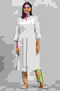 Beige Cotton Yarndyed Straight Kurta image number 5