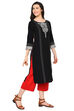 Black Straight Viscose Kurta image number 3