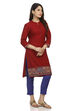 Maroon Straight Cotton Kurta image number 2