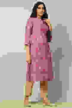 Purple Viscose Blend Floral Printed Straight Kurta image number 4