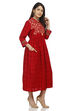 Maroon Flared Viscose Dress image number 2