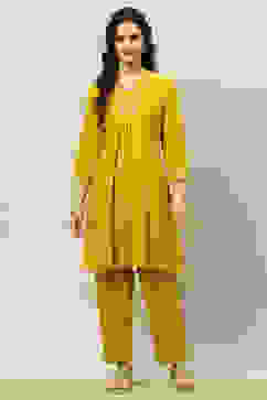 Yellow Printed Straight Co-ord Set image number 6