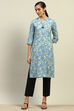 Aqua Rayon Printed Straight Kurta image number 0