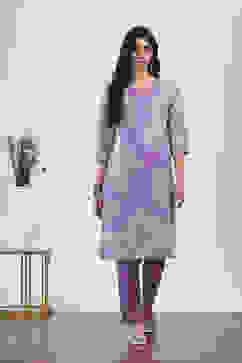 Purple Cotton Kurta Pants Set image number 6