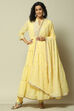 Yellow Polyester Gathered Printed Kurta Churidar Suit Set image number 0