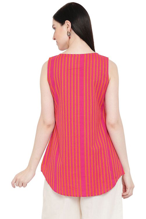 Pink Cotton Straight Top image number 4