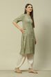 Green LIVA Blend Straight Printed Kurta image number 4