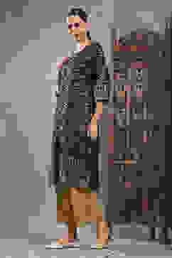 Black Printed Straight Kurta image number 2