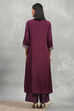 Purple Viscose Rayon Embroidered Kalidar Suit Set image number 4