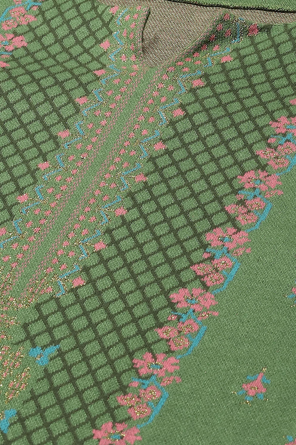 Green Cotton Blend Straight Printed Kurta Palazzo Suit Set image number 1