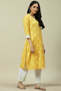 Yellow Viscose Blend Straight Kurta image number 3