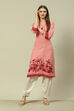 Peach LIVA Straight Printed Kurta image number 0