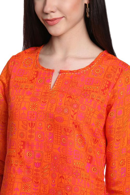 Orange Art Silk Indie Top image number 1