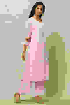 Pink Embroidered Straight Kurta image number 4