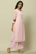 Pink Polyester Straight Kurta image number 4