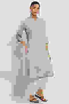 Sage Green Floral Straight Kurta image number 4