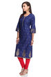 Orange Straight Cambric Cotton Kurta image number 3