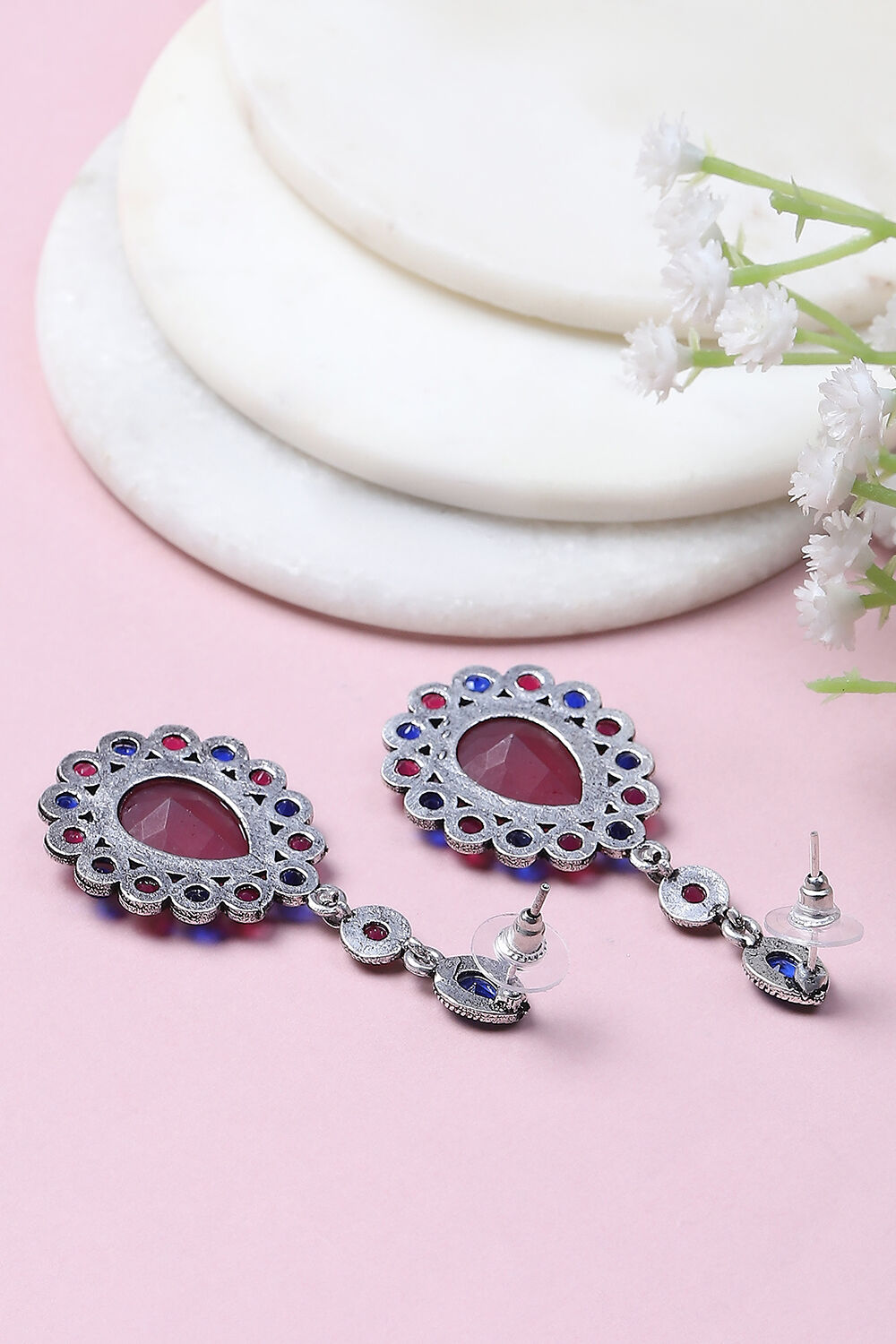 Pink-Blue Alloy Drop & Danglers image number 2