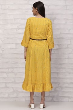 Mustard Poly Cotton Flared Dress image number 4