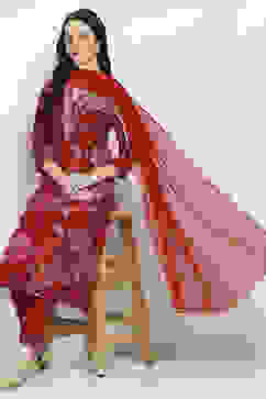 Red Printed Straight Suit Set image number 0