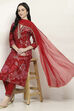 Red Viscose Blend Straight Set image number 0