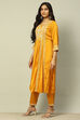 Mustard Yellow Viscose Shantoon Pleated Festive Kurta Set image number 3