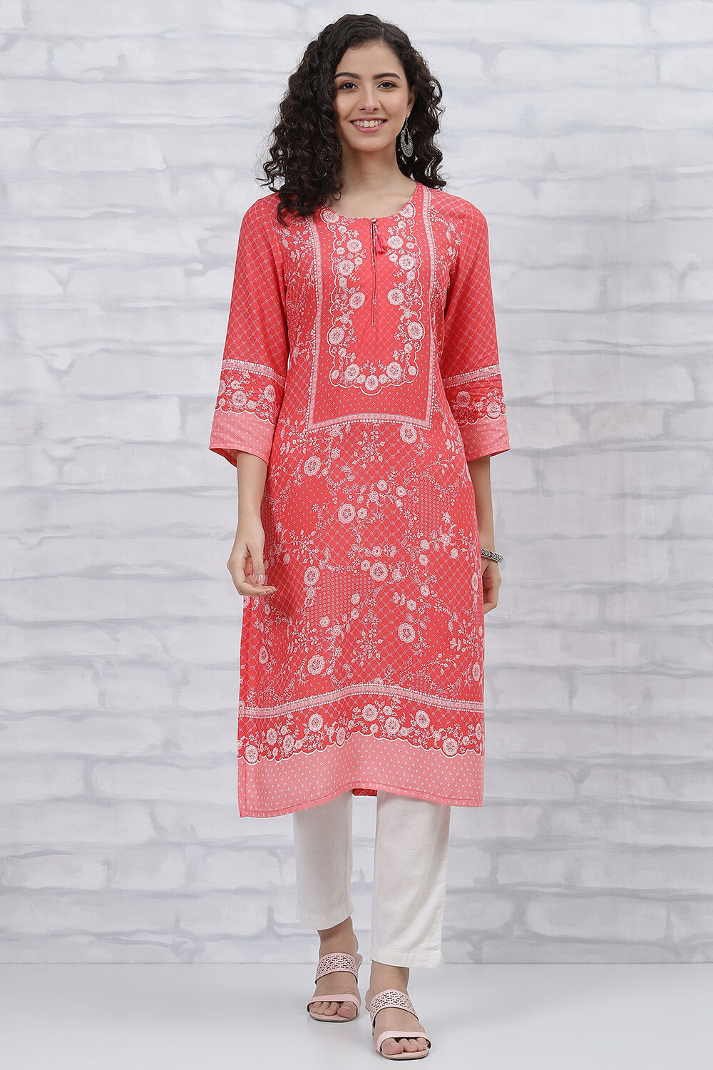 Coral LIVA Straight Kurta image number 0
