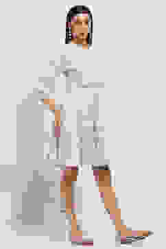 Blue Printed Tiered Dress image number 4