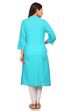 Turquoise Straight Cotton Kurta image number 3