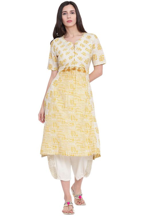 Beige Cotton Straight Kurta image number 0