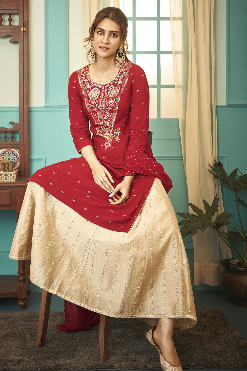 Churidar top with outlet long skirt
