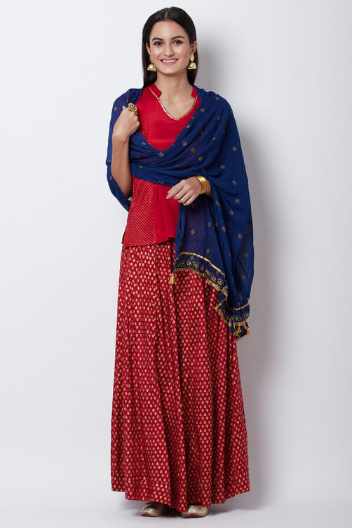 Royal Blue Polyester Chiffon Dupatta image number 0