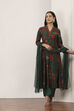 Green Viscose Polyester Kalidar Suit Sets