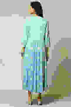 Blue LIVA Tiered Printed Dress image number 3