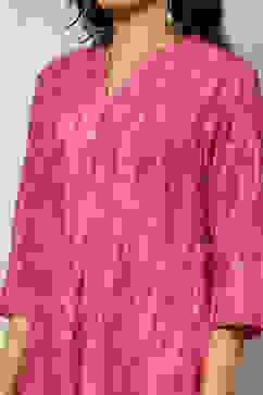 Purple Cotton Printed Straight Kurta image number 1