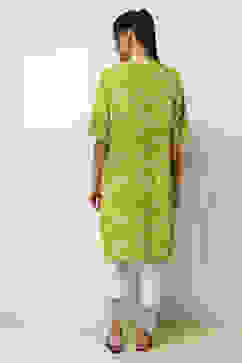 Green Floral Printed Straight Kurta image number 3