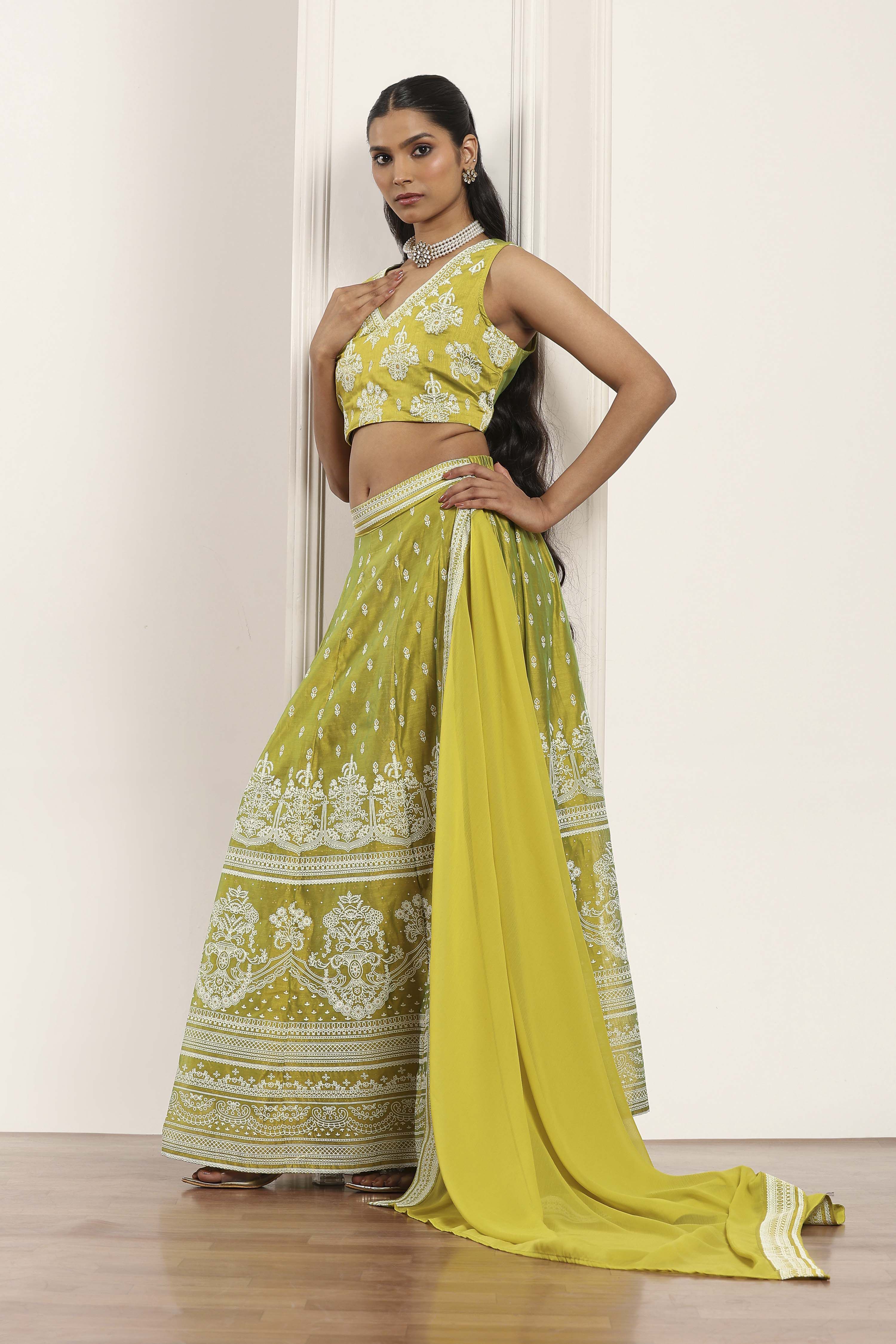 Pink Polyester Kalidar Lehenga Set image number 0