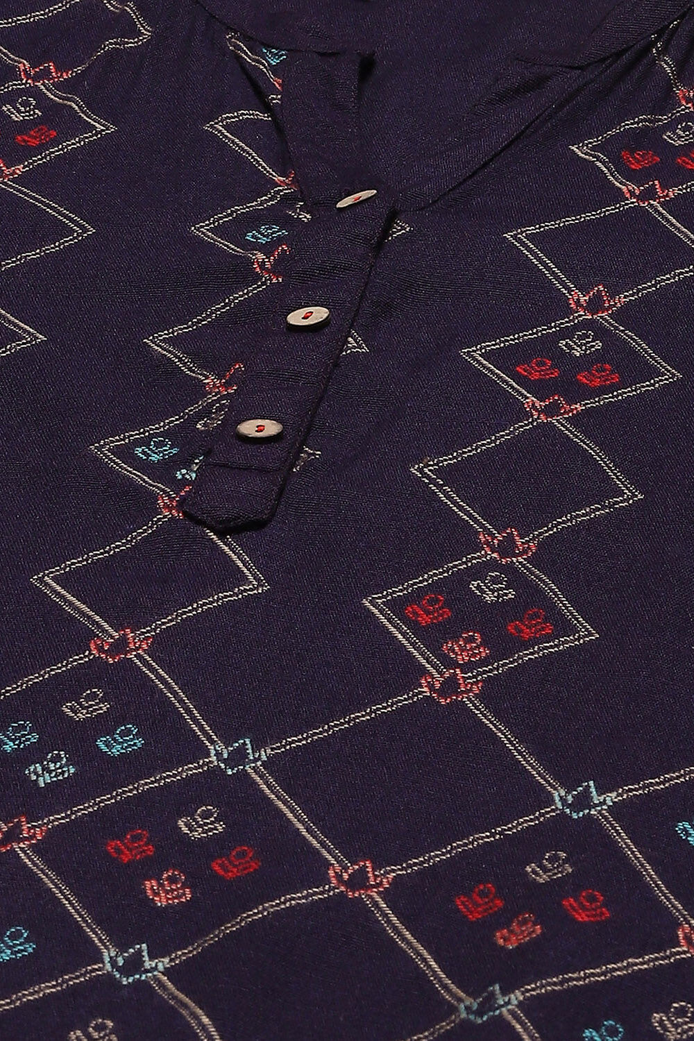 Indigo Poly Viscose Straight Yarndyed Kurta Palazzo Suit Set image number 1