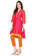 Pink Flared Polyester Kurta image number 3