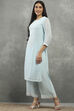 Blue Viscose Straight Kurta Pants Set image number 0