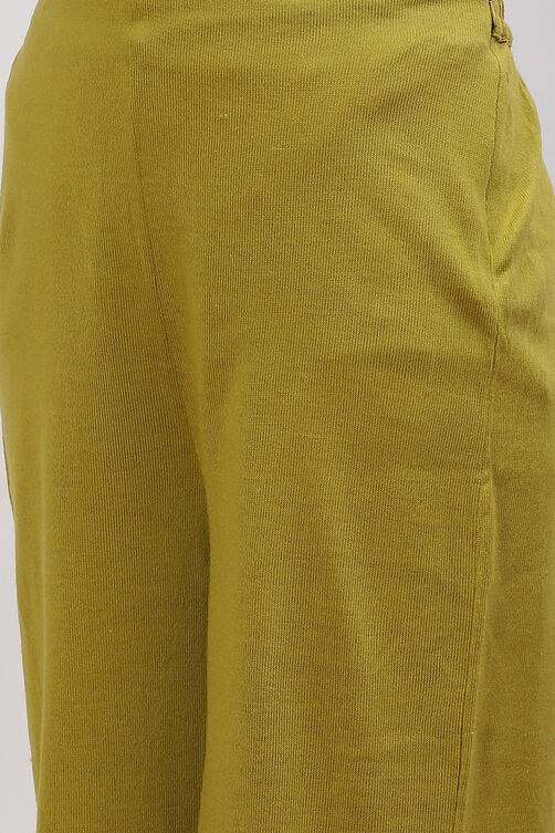 Olive Green Acrylic Straight Suit Set image number 6