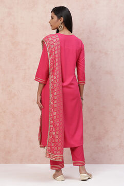 Pink LIVA Straight Suit Set image number 6