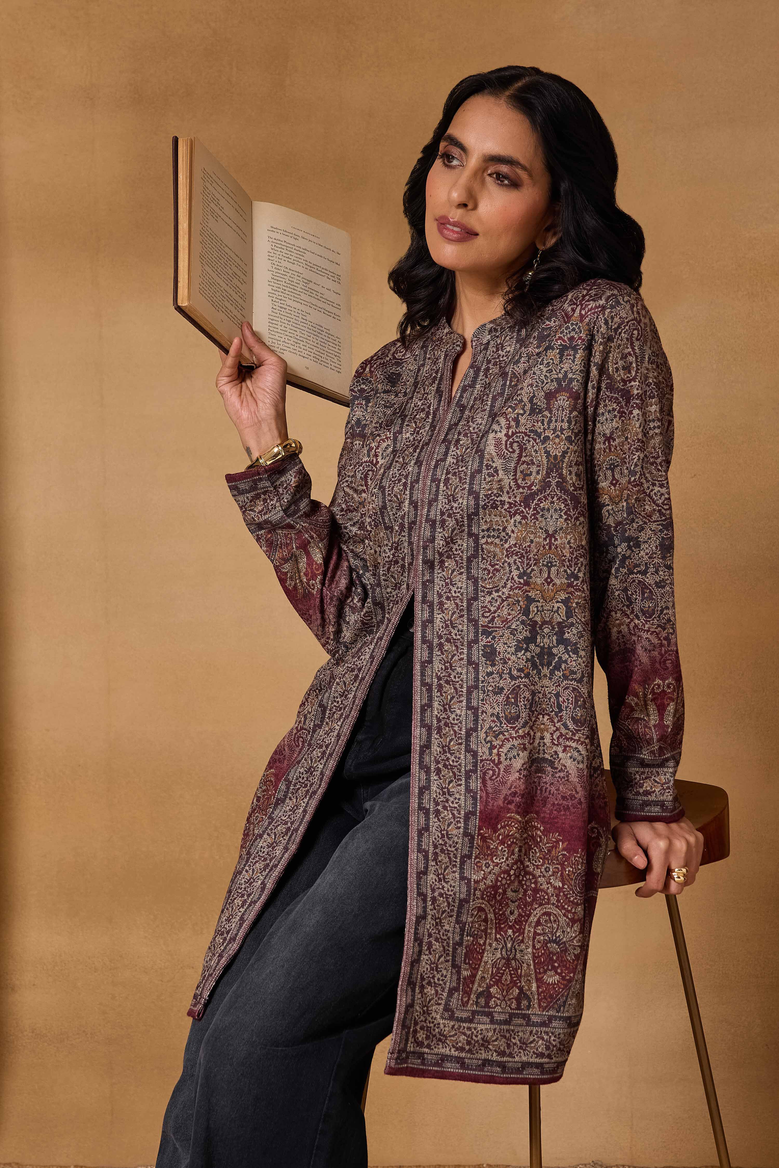 Maroon Polyester Regular Printed Cape image number 7