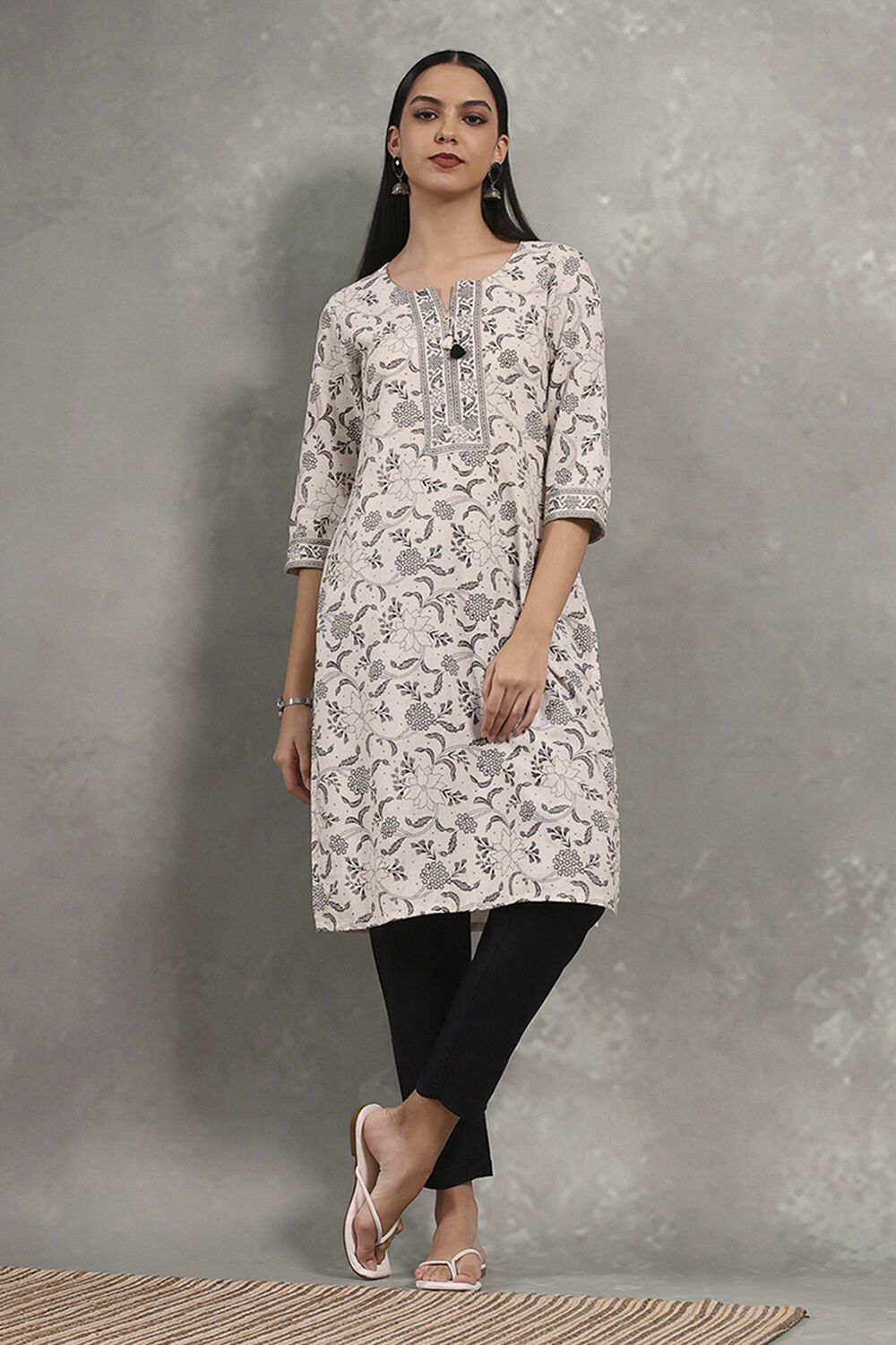 Natural Viscose Rayon Printed Straight Kurta image number 0
