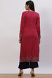 Pink Jacquard Straight Kurta image number 4